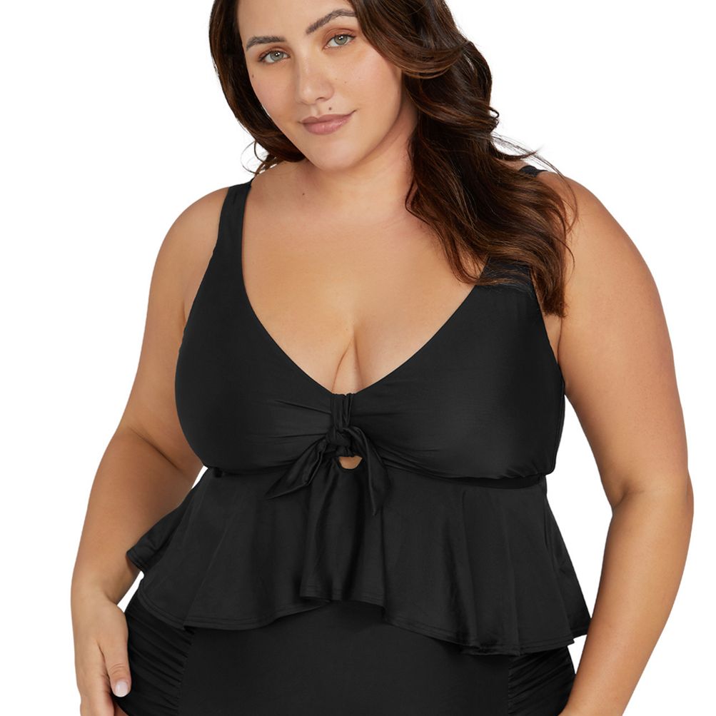 Plus Size Lands' End Chlorine Resistant Zip Front Bikini Swimsuit