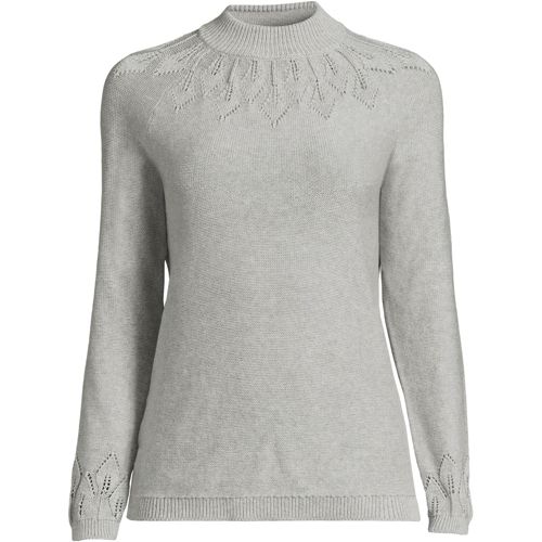 Pull en Coton à Motifs Pointelle et Col Cheminée, Femme Stature Standard image number 1