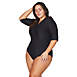 Artesands Women's Plus Size Hues Curve Fit Sunsafe Zip Front Elbow Sleeve Sporty One Piece Swimsuit, alternative image