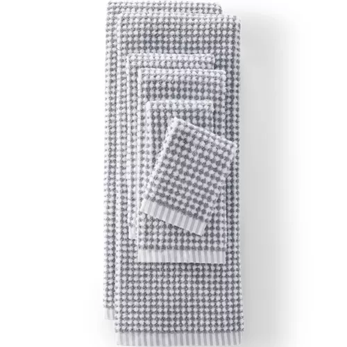 Quick-Dry Cotton Textured Gingham 6-Piece Towel Set, Front