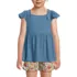 Girls Smocked Flutter Sleeve Gauze Tank Top, Front