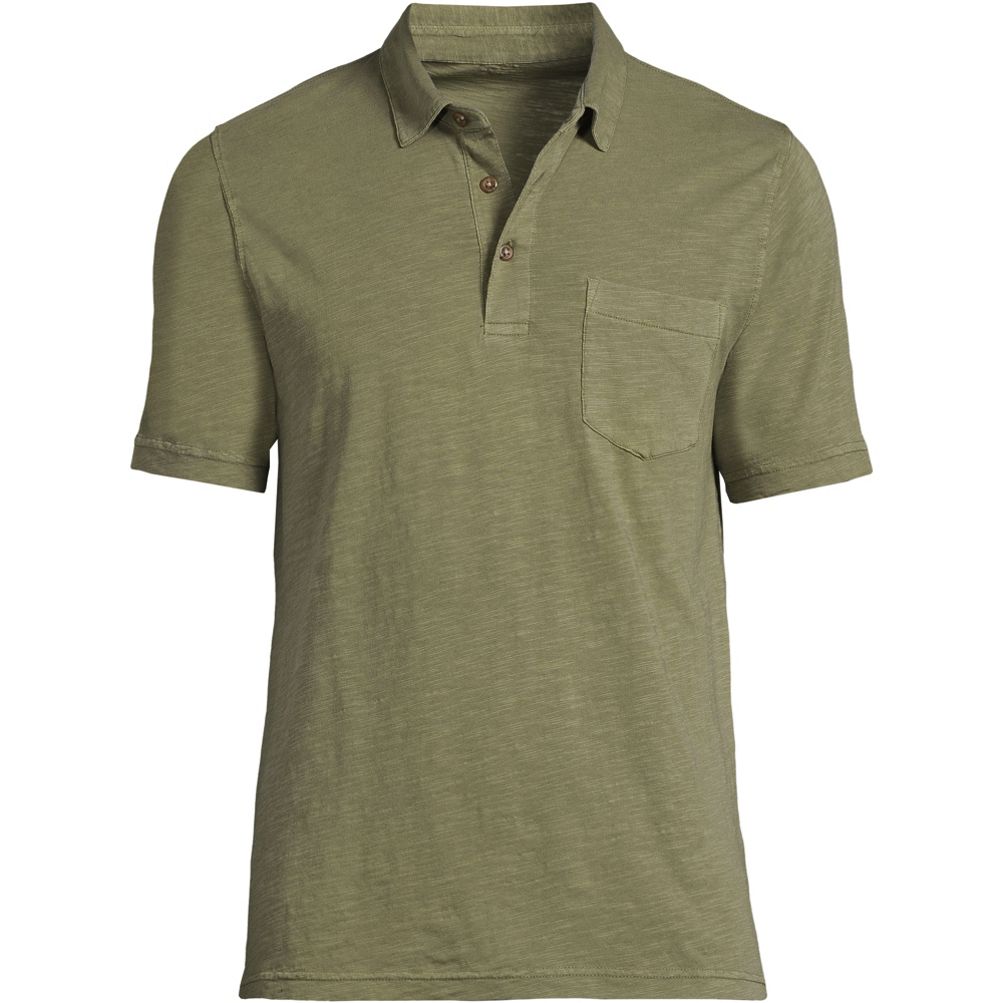 Men's Short Sleeve Slub Pocket Polo | Lands' End