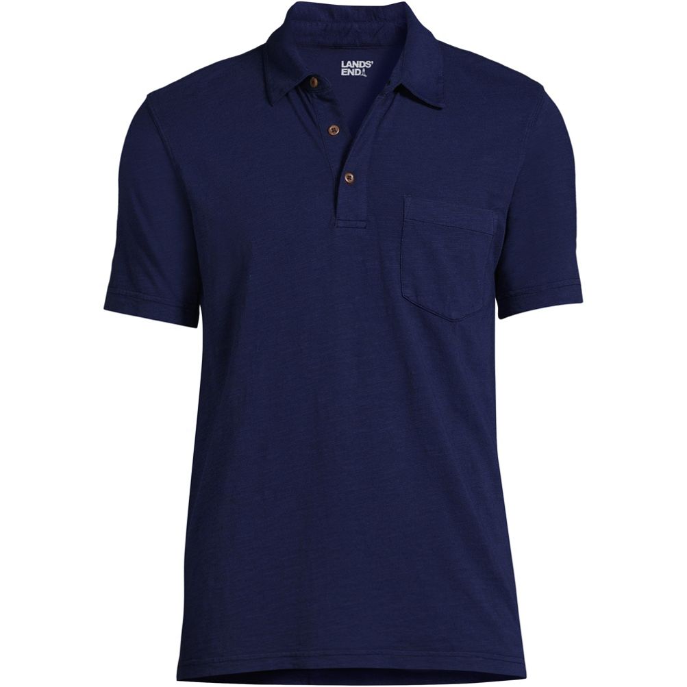 Men s Short Sleeve Slub Pocket Polo Lands End