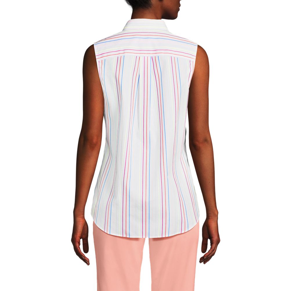 Lands' End Women's Sleeveless No-Iron Shirt - 100% Supima Cotton, Wrinkle-Free, Collared