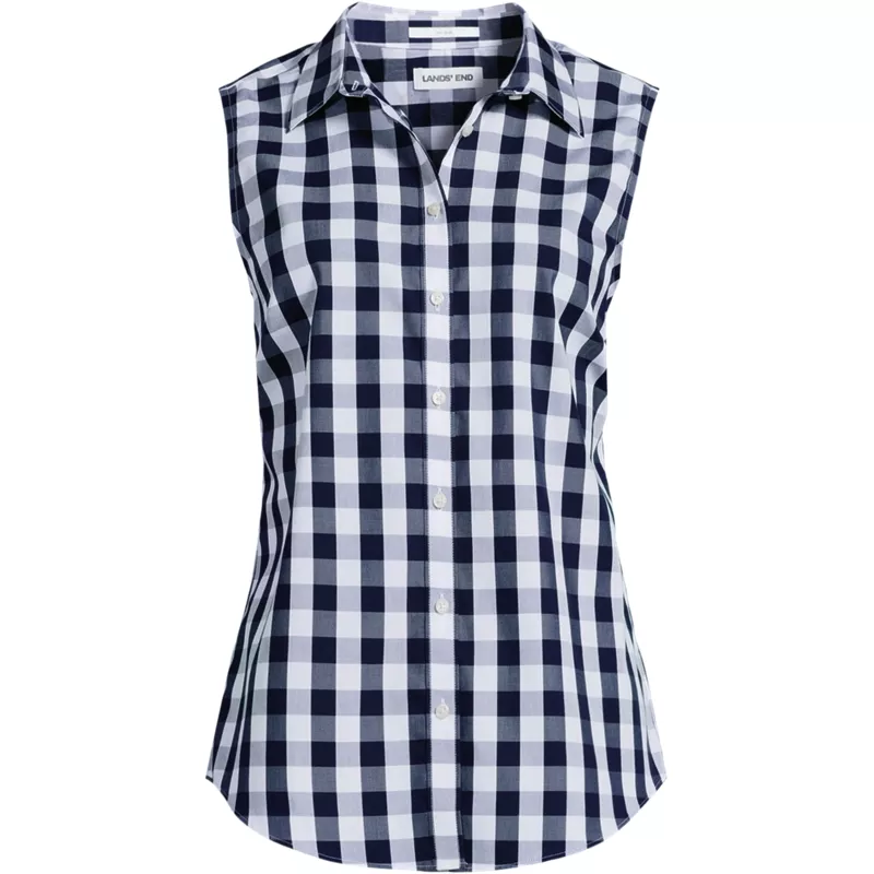 Women's Petite No Iron Sleeveless Shirt, Front