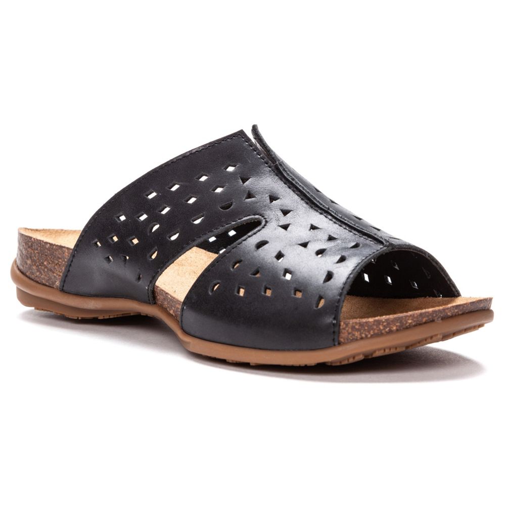 Propet Women s Fionna Leather Comfort Slide Sandals Lands End