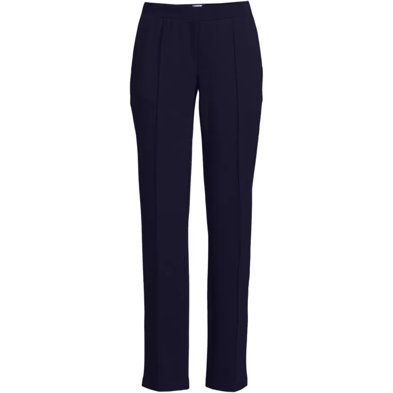 Women's Plus Size Pintuck Straight Leg Ponte Pants, Front