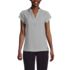 Women's Short Sleeve Split Neck Crepe Blouse, Front