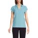 Women's Petite Short Sleeve Split Neck Crepe Blouse, Front