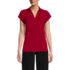 Women's Petite Short Sleeve Split Neck Crepe Blouse, Front