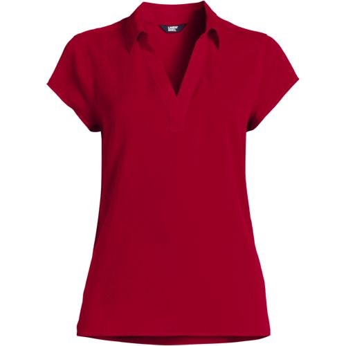 Women's No Iron Banded Collar Popover Shirt | Lands' End