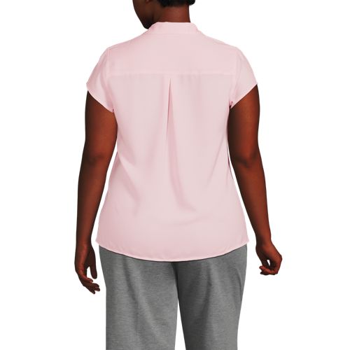Women's Short Sleeve Split Neck Crepe Blouse - image 3