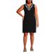 Women's Plus Size Embroidered Cotton Jersey Sleeveless Swim Cover-up Dress, Front