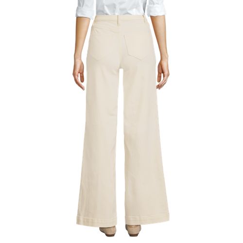  Lands' End High Waist Jeans Mit Weitem Bein, Damen, Größe:34 76 Regular, Weiß, Elasthan/baumwoll-mischung/polyester-mischung, By Lands' End 