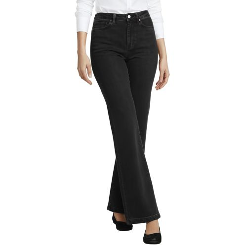  Lands' End High Waist Jeans Mit Weitem Bein, Damen, Größe:34 76 Regular, Schwarz, Elasthan/baumwoll-mischung/polyester-mischung, By Lands' End 