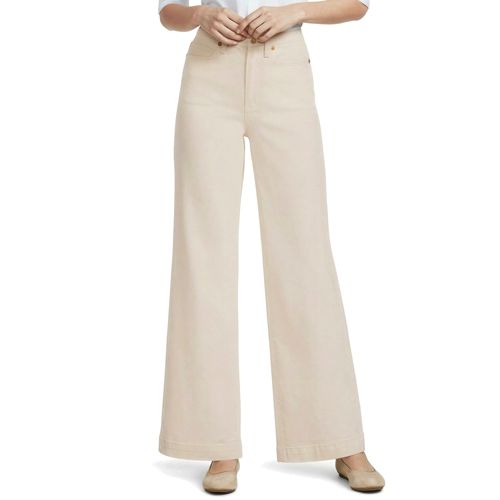  Lands' End High Waist Jeans Mit Weitem Bein, Damen, Größe:34 76 Regular, Weiß, Elasthan/baumwoll-mischung/polyester-mischung, By Lands' End 