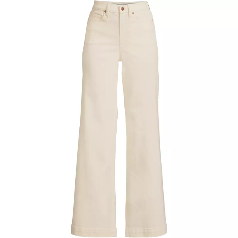 Plus Size Recycled High Rise Wide Leg Denim Jeans, Front