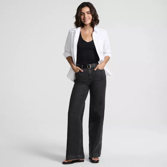Women's Recycled Denim High Rise Wide Leg Jeans - primary