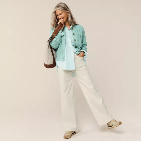 Women's Recycled Denim High Rise Wide Leg Jeans - primary