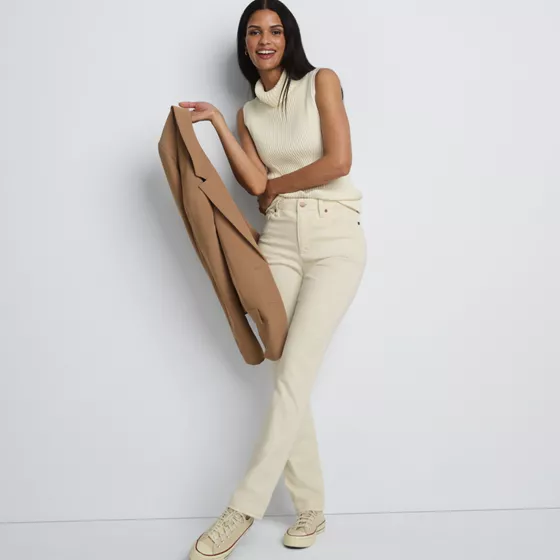 Women's Recycled Denim Mid Rise Straight Leg Jeans - primary
