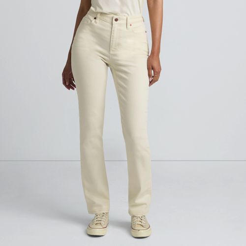 Lands' End Naturfarbene Straight Fit Jeans Mid Waist, Damen, Größe:34 71 Petite, Weiß, Elasthan/baumwoll-mischung/polyester-mischung, By Lands' End 