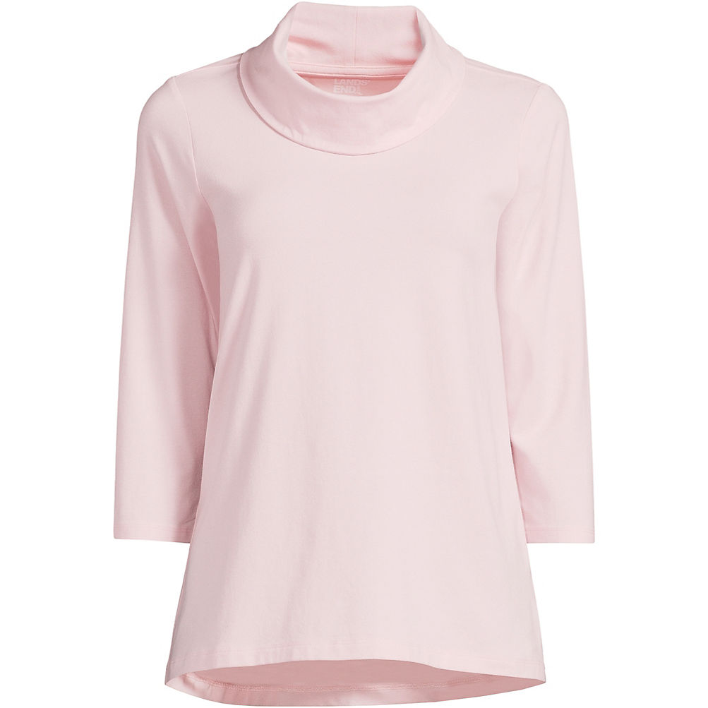 Women's 3/4 Sleeve Light Weight Jersey Cowl Neck Top | Lands Women's 3/4 Sleeve Light Weight Jersey Cowl Neck Top | Lands