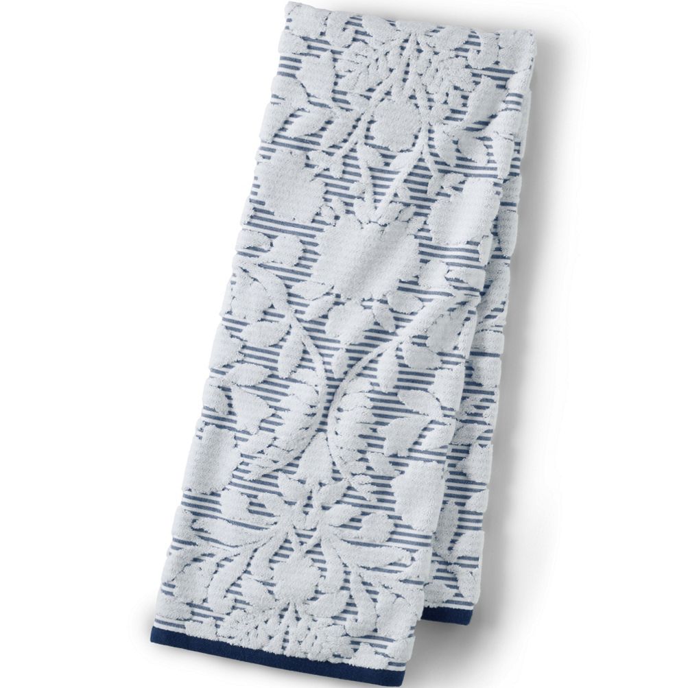 Lands' End Organic Cotton Rib 2-Piece Bath Towel, Hand Towel or