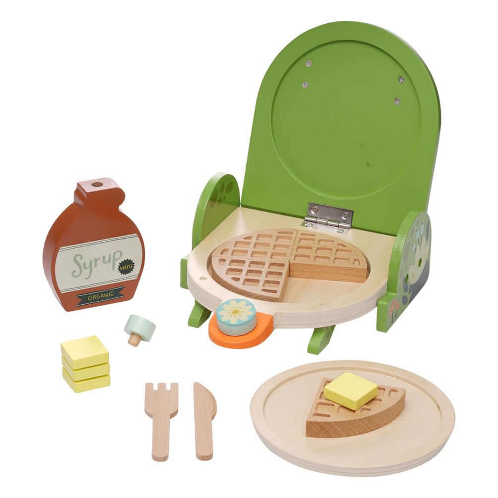 KidKraft Wooden Waffle Play Food Toy Set and Accessories, Opens and Closes  