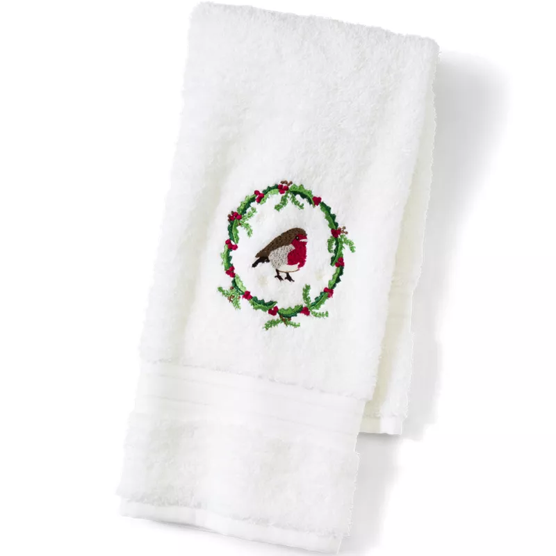 Seasonal Cotton Embroidered Hand Towel, Front