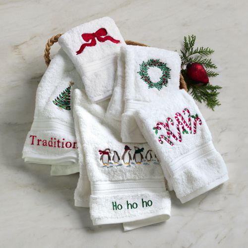 Seasonal Cotton Embroidered Hand Towel, alternative image
