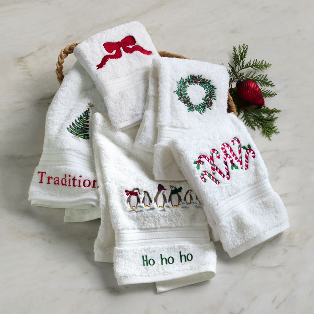 Seasonal Cotton Embroidered Hand Towel Lands' End