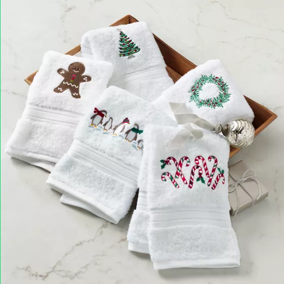 Seasonal Cotton Embroidered Hand Towel - primary