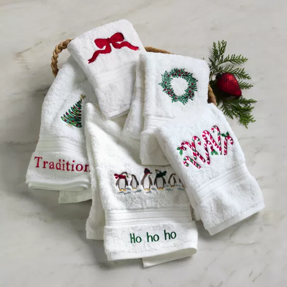 Seasonal Cotton Embroidered Hand Towel - primary