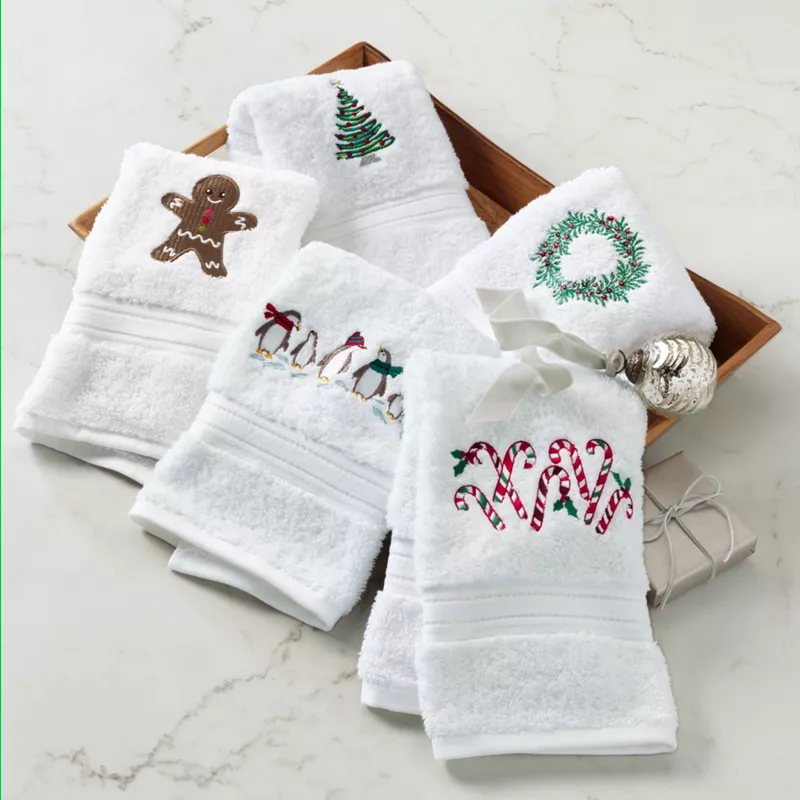Seasonal Cotton Embroidered Hand Towel, alternative image
