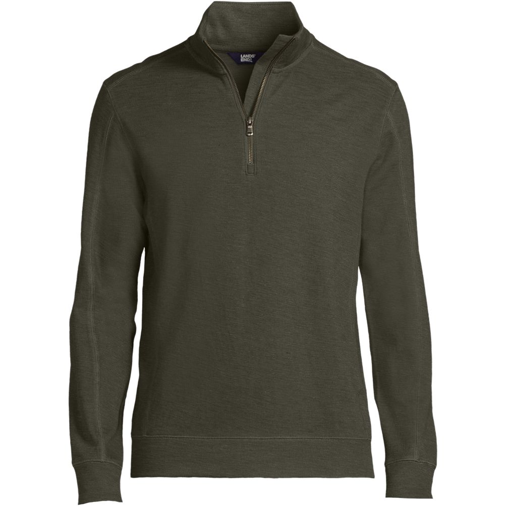 Men s Long Sleeve Slub Quarter Zip Lands End