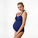 Pez D'Or Women's Maternity Rimini Textured Solid Bandeau Halter One Piece Swimsuit, Front