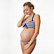 Pez D'Or Women's Maternity Rimini Textured Striped Bandeau Halter Two Piece Bikini Swimsuit Set, alternative image