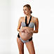 Pez D'Or Women's Maternity Montego Bay Textured Bandeau Halter Two Piece Bikini Swimsuit Set, Front