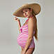 Pez D'Or Women's Maternity Rimini Textured Striped Bandeau Halter One Piece Swimsuit, alternative image