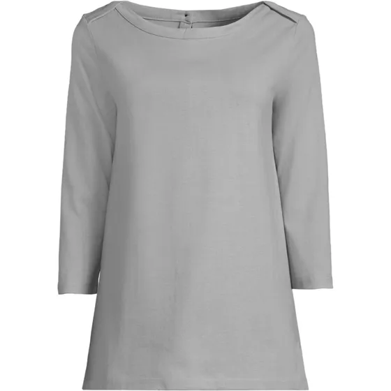 Women's 3/4 Sleeve Heavyweight Jersey Boatneck Button Back Tunic - primary
