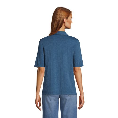 Baumwoll-Poloshirt mit halblangen Ärmeln für Damen image number 2