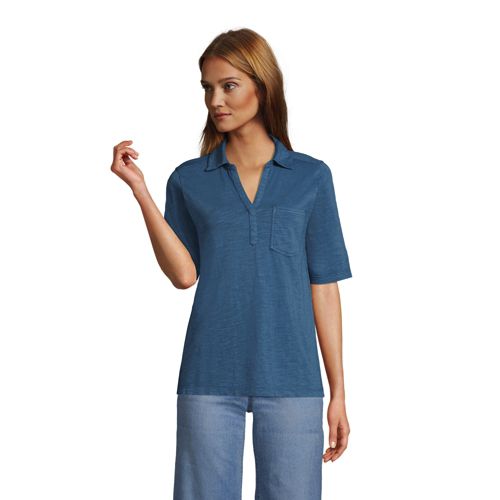 Baumwoll-Poloshirt mit halblangen Ärmeln für Damen image number 0