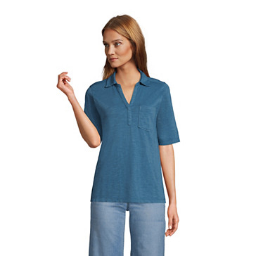 Baumwoll-Poloshirt mit halblangen Ärmeln für Damen image number 0
