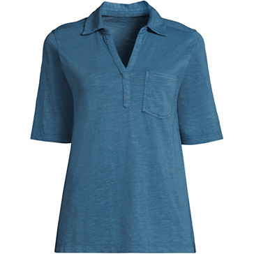 Baumwoll-Poloshirt mit halblangen Ärmeln für Damen image number 3