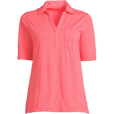 Baumwoll-Poloshirt mit halblangen Ärmeln für Damen image number 1