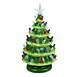 Northlight 12.5" Retro Tabletop Ceramic Christmas Tree with LED Lights, Front