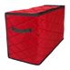Northlight 96 Count 4 Tray Red Quilted Zip Up Christmas Ornament Storage Tub, Front