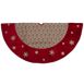 Northlight 60" Glittered Snowflake Burlap Christmas Tree Skirt with Velvet Trim, Front