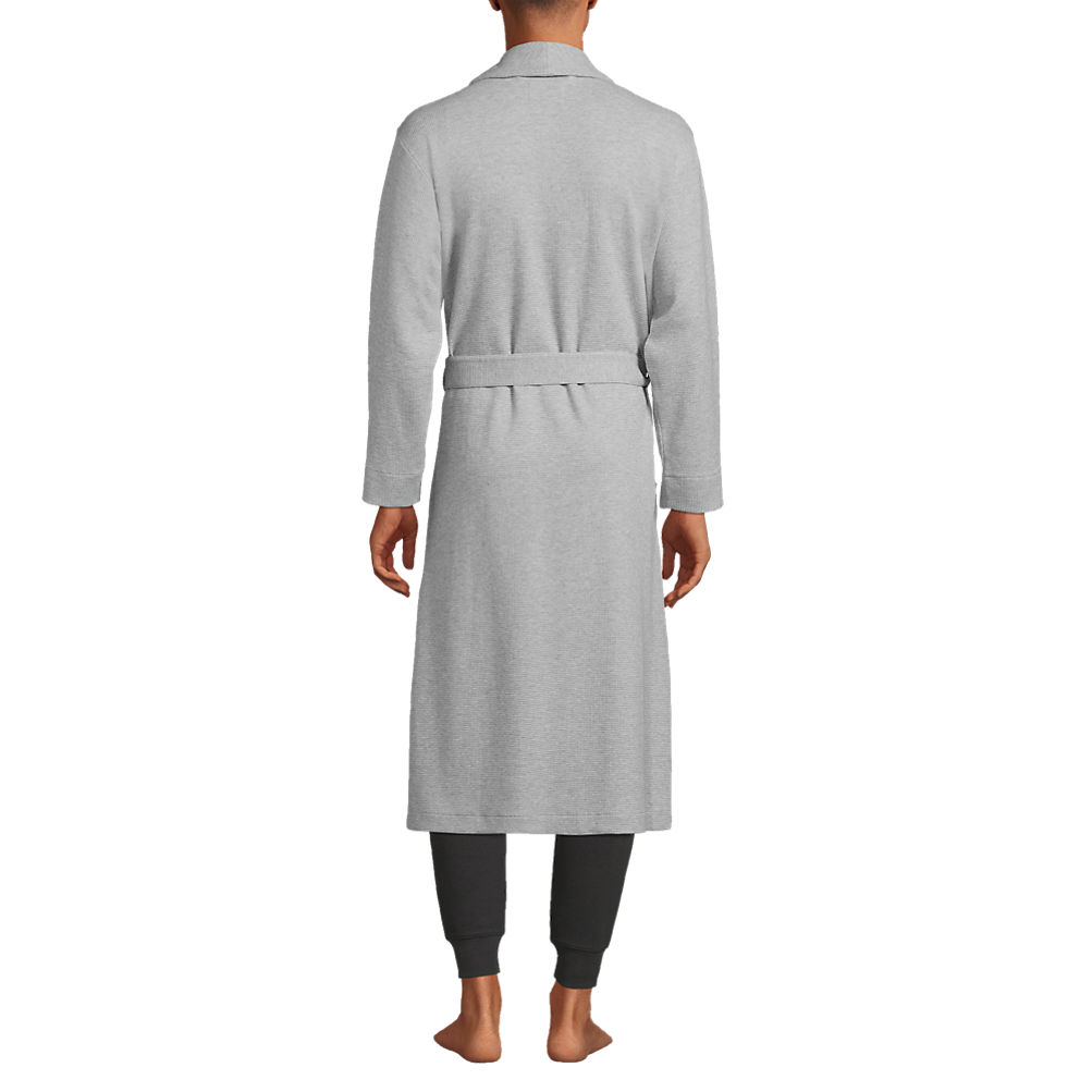 Lands' End Men's Waffle Robe - Gray Heather