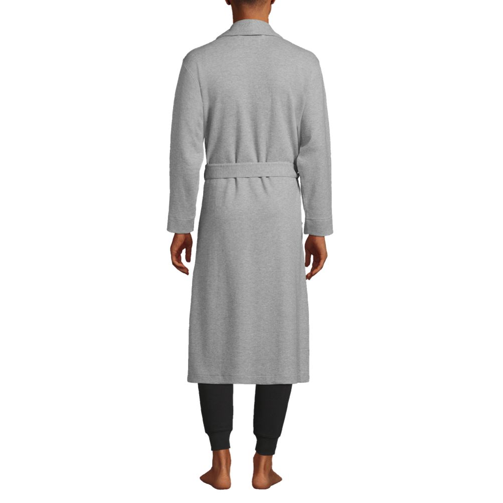 Lands' End Men's Waffle Robe - Gray Heather